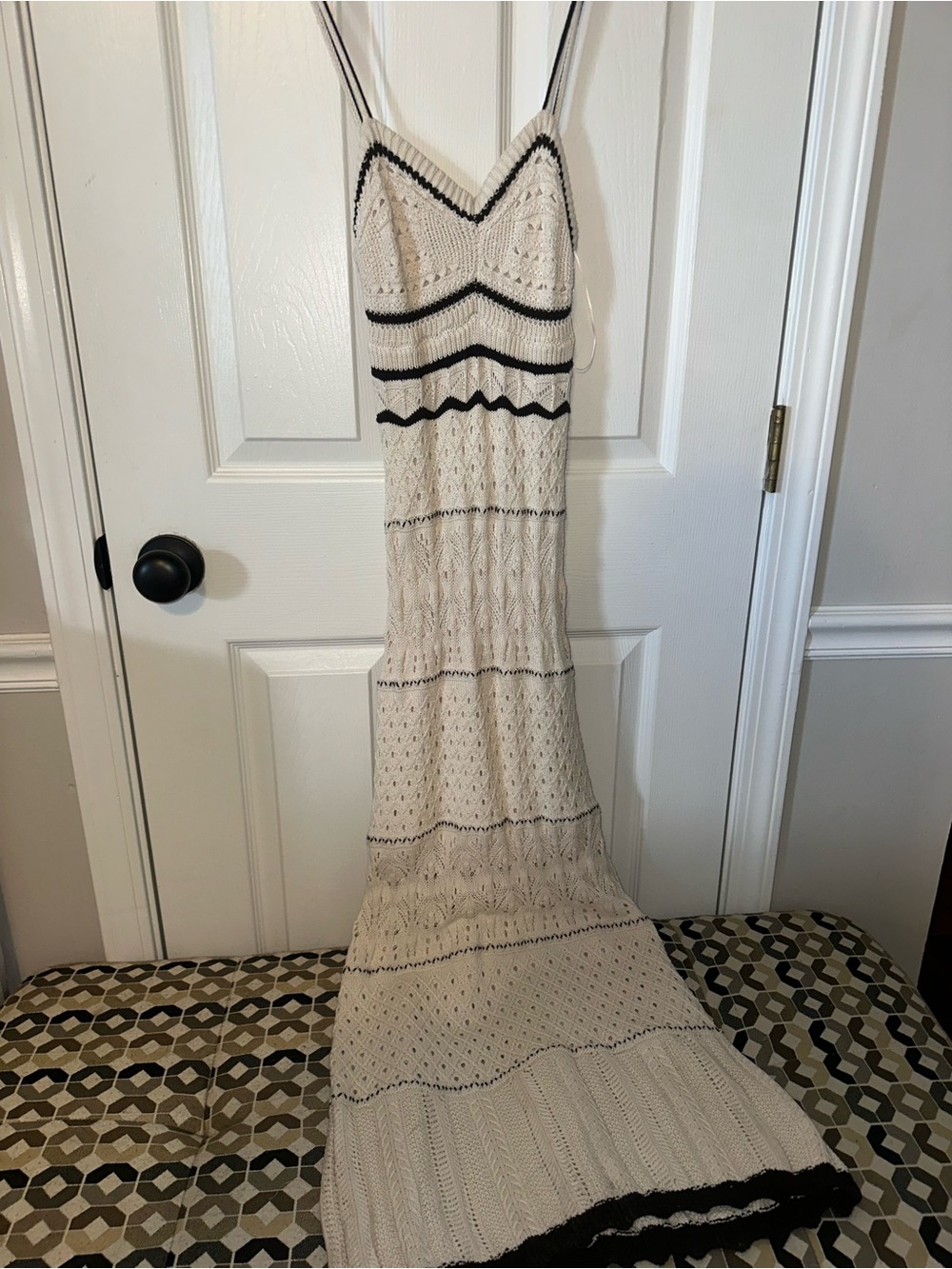 Olive & Oak Cream Maxi Dress with Black Trim